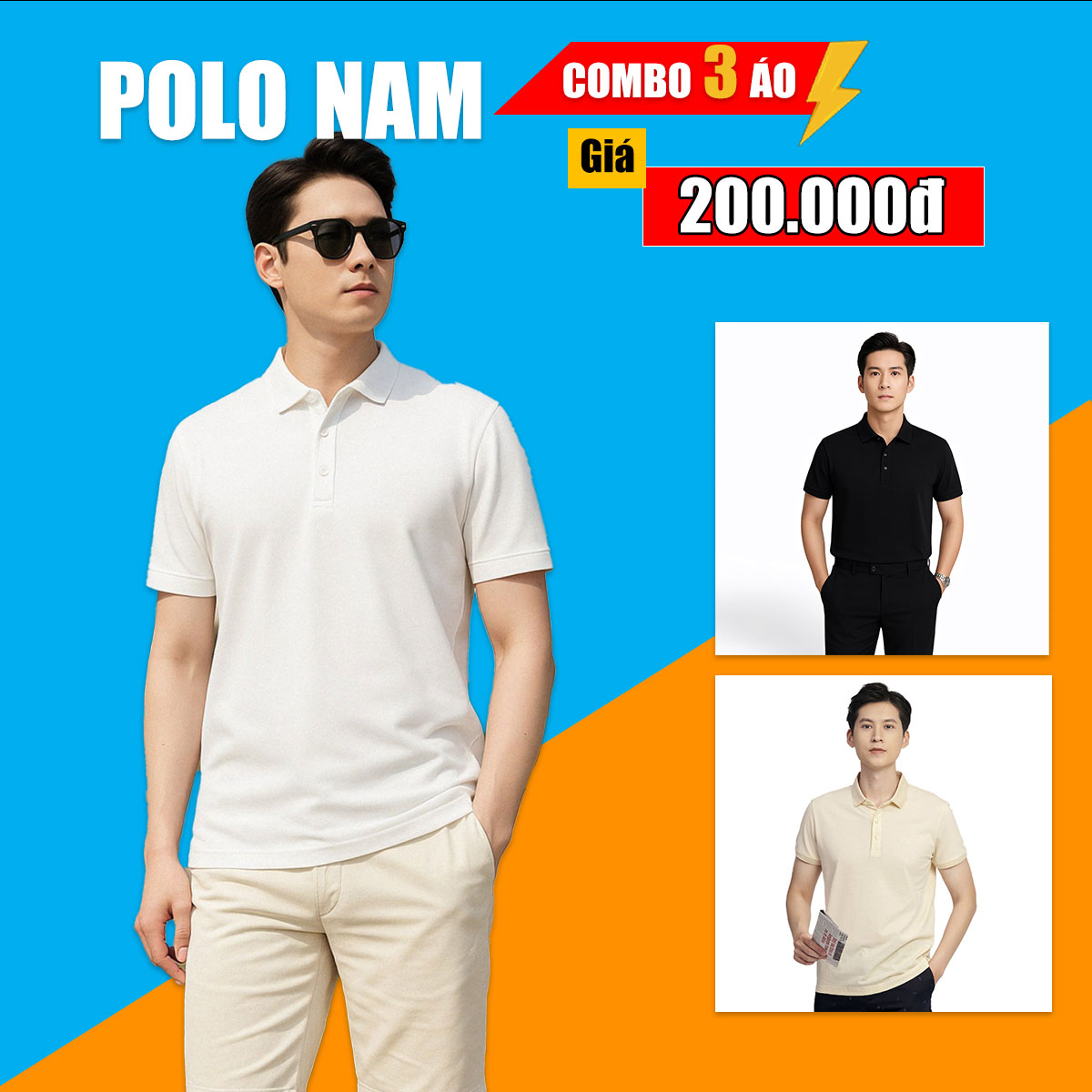 Combo 3 Áo Polo Nam - Chất Liệu Poly Dệt Kim Cao Cấp Mềm Siêu Mát